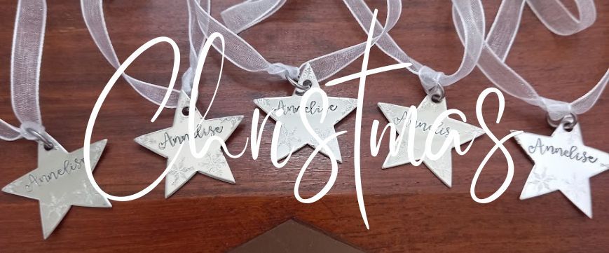 Handstamped Personalised Chirstmas Decorations made in NZ